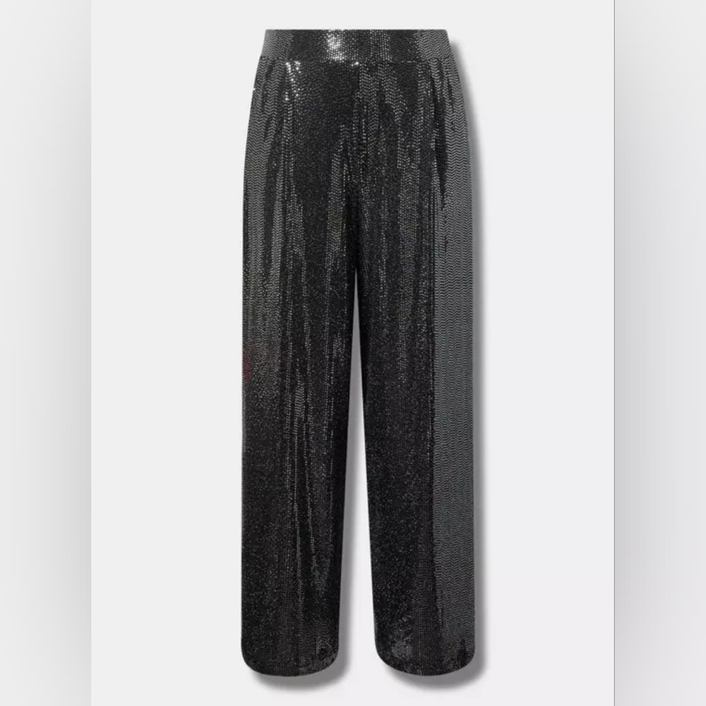 Sequin Black Wide Leg Pants Torrid Size 4 Tall